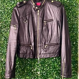 G.I.L.I. Black Leather Jacket with Gold Zippers